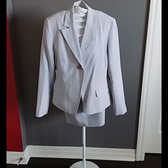 Light grey, mini skirt suit